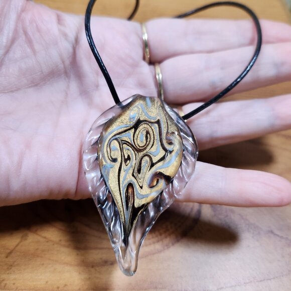 New Womens Murano Blown Glass Leaf Swirl Necklace 4 in1 - Picture 4 of 7